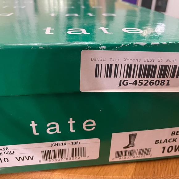 NIB David Tate 10WW Black Knee High Leather Boots - Picture 3 of 4